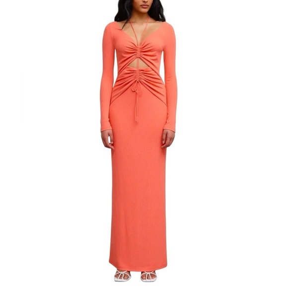 Signifcant Other Dresses & Skirts - Significant Other Marie Dress Watermelon Pink Cutout Long Sleeve 8